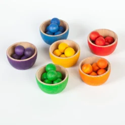 Wooden Bowls With Marbles And Tongs -Toy Series Store Art 15 106 MG 0139 Joguines Grapat