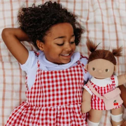 Dinkum Doll Cherry Gingham Outfit Set | Red -Toy Series Store DinkumDollCherryGinghamOutfitSet Red2