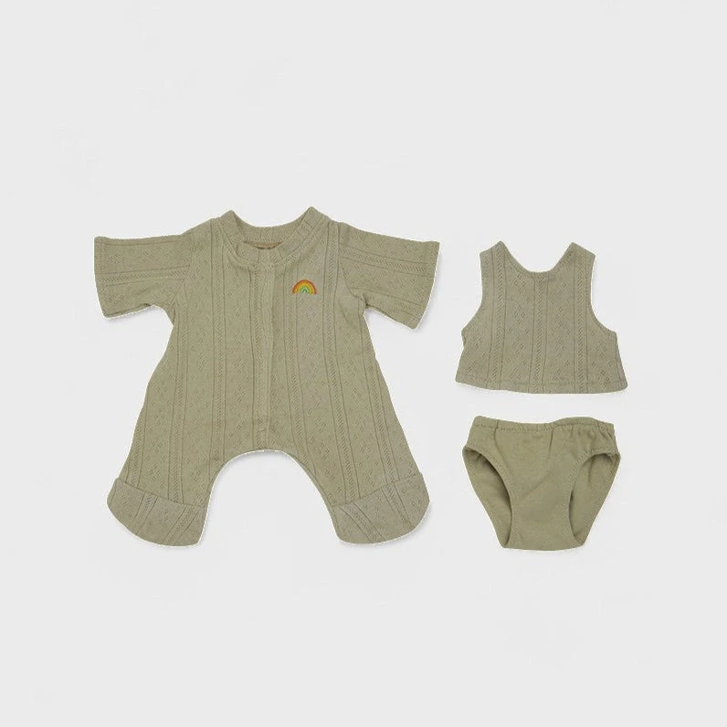 Dinkum Doll Pointelle Pyjama Set | Sage 1 Dinkum Doll Pointelle Pyjama Set | Sage